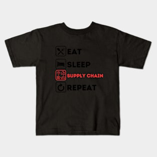 Funny eat sleep supply chain repeat Kids T-Shirt